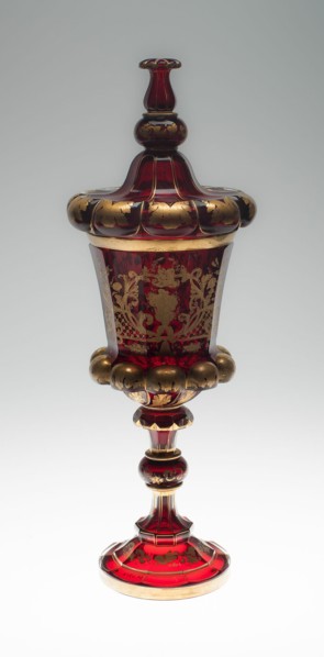 Covered Vase, Bohemia, Mid 19th century. Creator: Bohemia Glass.
