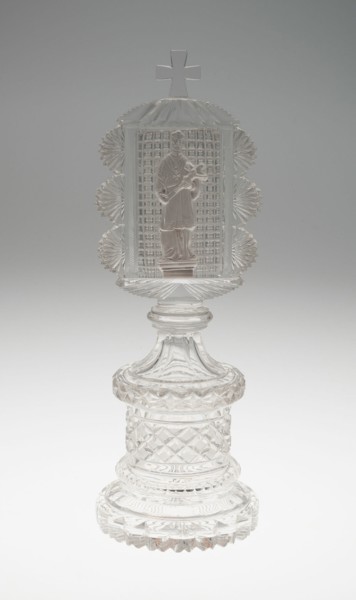 Stand with St. John Nepomuk, Bohemia, c. 1832. Creator: Bohemia Glass.