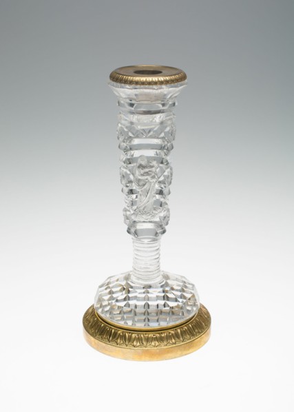Candlestick with Madonna and Child, Bohemia, c. 1835/40. Creator: Bohemia Glass.
