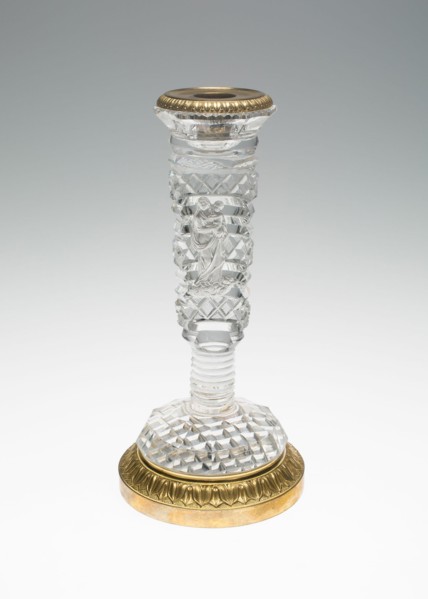 Candlestick with Madonna and Child, Bohemia, c. 1835/40. Creator: Bohemia Glass.