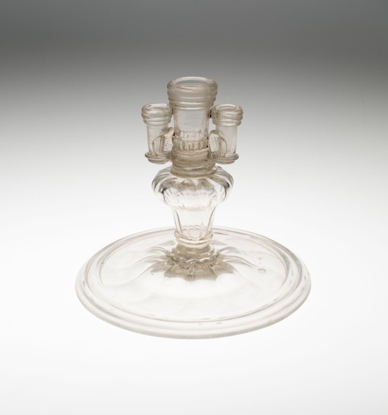 Candlestick with Three Nozzles, Bohemia, 18th century. Creator: Bohemia Glass.