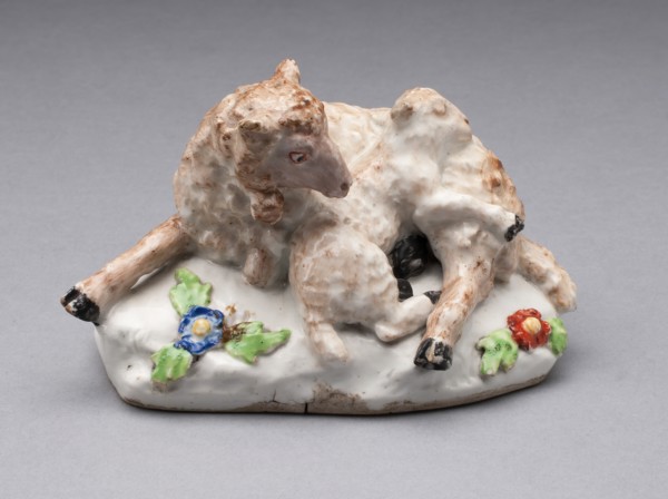 Ewe and Lamb, Bow, 1752/54. Creator: Bow Porcelain Factory.