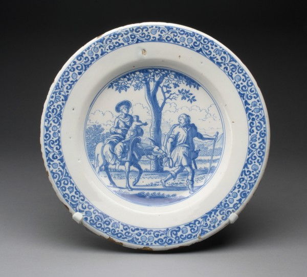 Plate depicting The Flight into Egypt, Delft, c. 1650/60. Creator: Delftware.