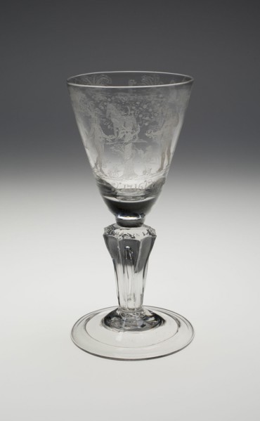 Commemorative Wineglass for the Coronation of George I, , c. 1714 (Engraved 1716). Creator: Unknown.