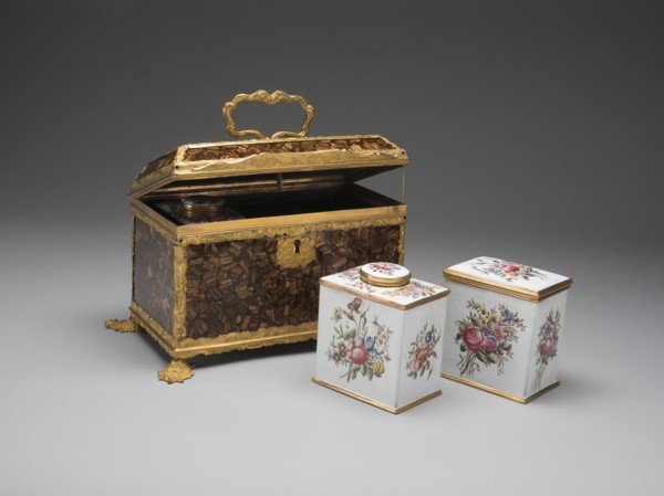 Casket Containing a Sugar Box and two Tea Caddies, Birmingham, c. 1760. Creator: Unknown.