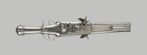 Double-Barrel Wheellock Pistol, Germany, c. 1570. Creator: Unknown.