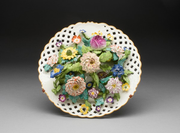 Plate with Applied Flowers, Meissen, 1763/74. Creator: Meissen Porcelain.