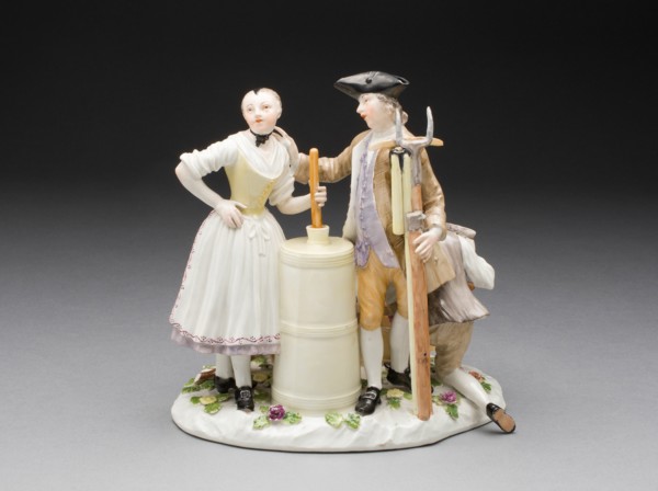 Farm Group of Three Figures, Meissen, 1760/70. Creator: Meissen Porcelain.