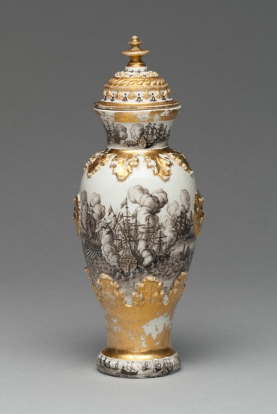 Vase and Cover (one of a pair), Meissen, 1715/20. Creator: Meissen Porcelain.