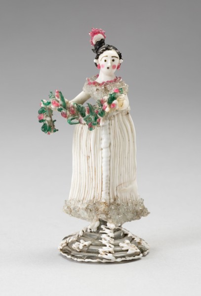 Girl Holding a Garland, France, 18th century. Creator: Verres de Nevers.