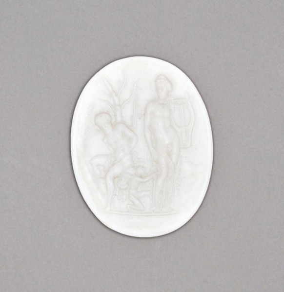 Medallion with Apollo and Marsyas, Burslem, Late 18th century. Creator: Wedgwood.