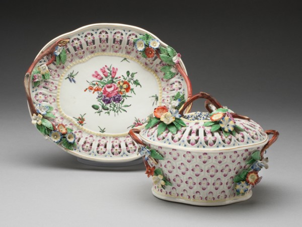 Chestnut Basket and Stand, Worcester, c. 1760. Creator: Royal Worcester.