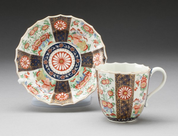 Cup and Saucer, Worcester, c. 1775. Creator: Royal Worcester.