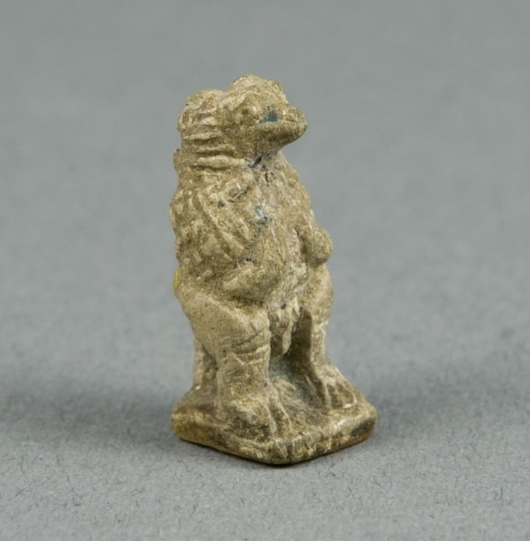 Amulet of the God Thoth as a Seated Baboon, Egypt, Late Period (?), Dynasties 26-31 (664-332 BCE). Creator: Unknown.