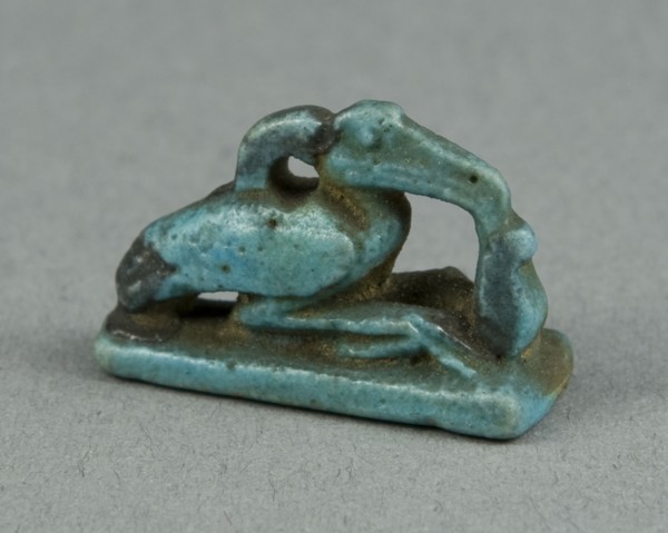 Amulet of the God Thoth as a Crouched Ibis with Feather of Maat, Egypt, Late Period-Ptolemaic... Creator: Unknown.