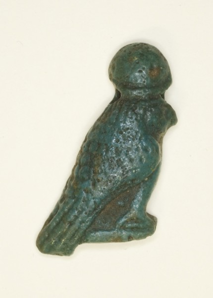 Amulet of the God Khonsu as a Falcon, Egypt, Late Period, Dynasty 26-31 (664-332 BCE). Creator: Unknown.