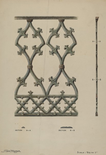 Cast Iron Balcony, c. 1936. Creator: Stanley Mazur.