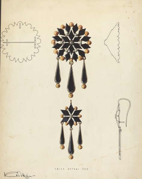 Brooch and Earring, 1935/1942. Creator: Kurt Melzer.