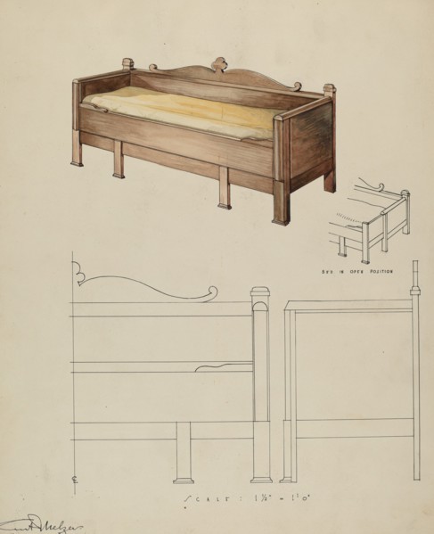 Settee and Folding Bed, 1935/1942. Creator: Kurt Melzer.