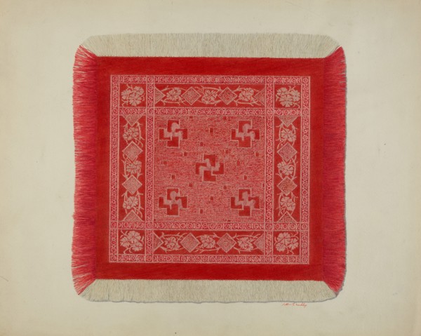Red and White Napkin, c. 1941. Creator: Merkley, Arthur G..