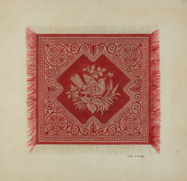 Red and White Table Napkin, c. 1939. Creator: Merkley, Arthur G..