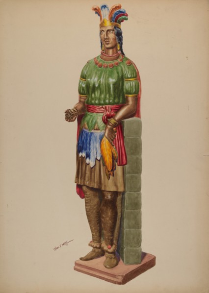 Cigar Store Indian, 1937. Creator: Charles Moss.