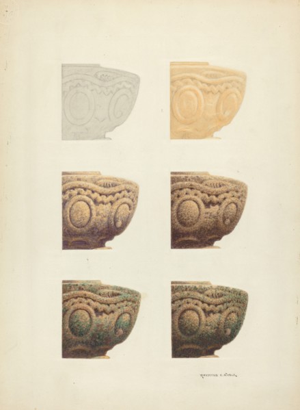 Technique Demo (Architectural Detail), 1935/1942. Creator: Raymond E. Noble.