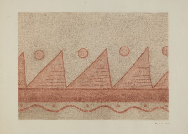 Section of Wall Decoration-Mission San Francisco de Assis (Dolores), c. 1940. Creator: Hilda Olson.