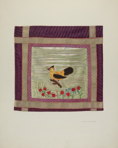 Applique Coverlet (Detail), 1941. Creator: Adolph Opstad.