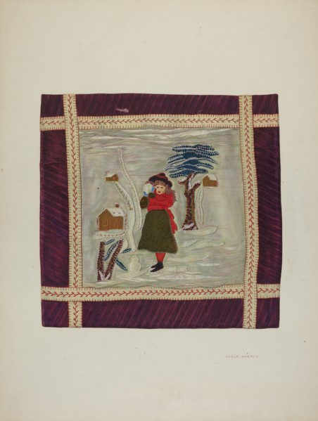 Applique Coverlet (Detail), 1941. Creator: Adolph Opstad.