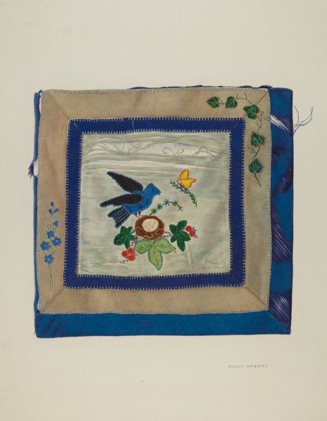 Coverlet (Detail of Bluebird), c. 1941. Creator: Adolph Opstad.