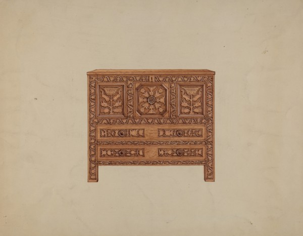 A Connecticut-type Hadley Chest, c. 1936. Creator: Martin Partyka.
