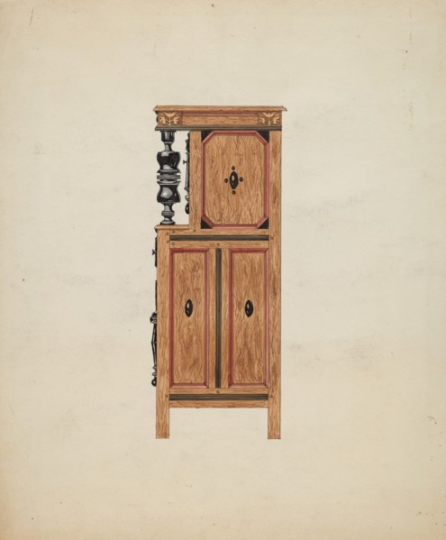 Side View of Hartford Cupboard, c. 1936. Creator: Martin Partyka.
