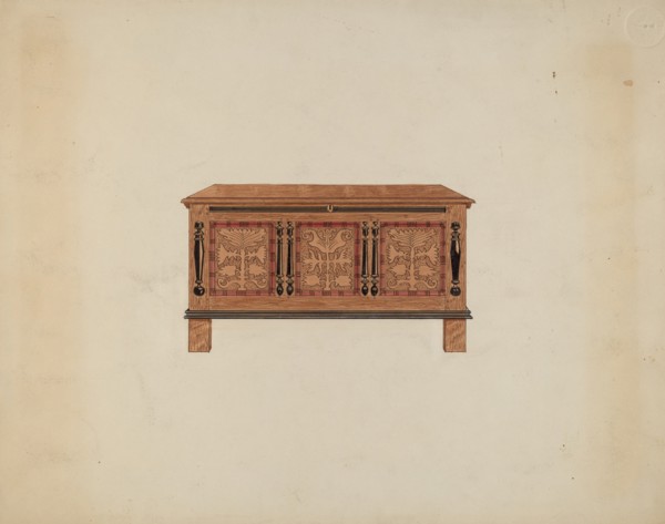 Blanket Chest - Front View, c. 1936. Creator: Martin Partyka.