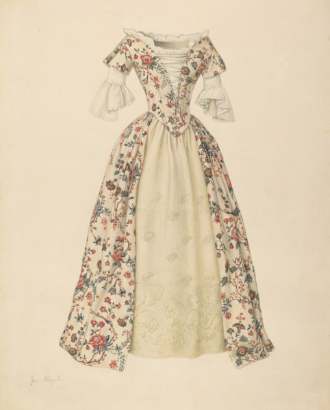 Dress with Quilted Petticoat, 1935/1942. Creator: Jean Peszel.