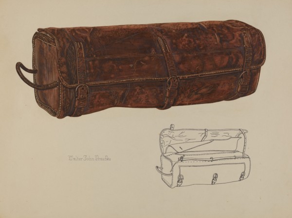 Leather Mail Bag, c. 1938. Creator: Walter Praefke.