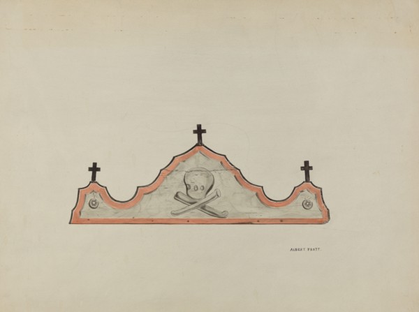 Lintel, over Cemetery Gateway, 1937. Creator: Albert Pratt.