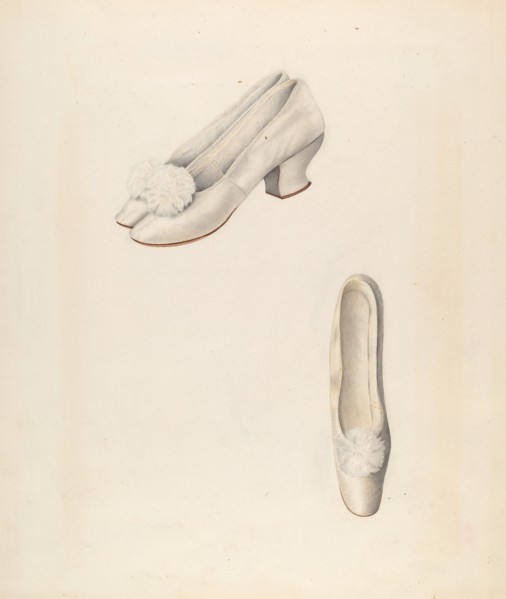 Woman's Slippers, c. 1937. Creator: Ray Price.