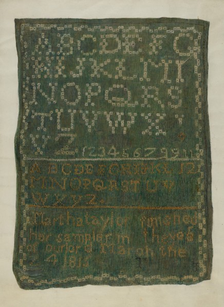 Sampler, c. 1939. Creator: Edna C. Rex.