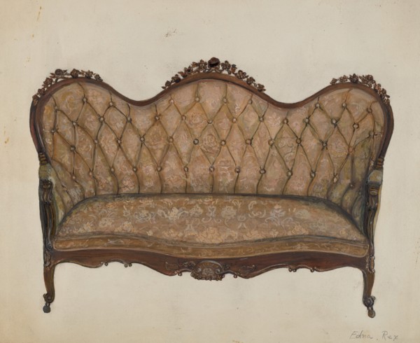 Settee-Sofa, c. 1937. Creator: Edna C. Rex.