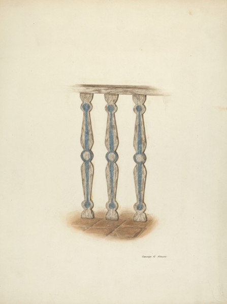 Railing, Detail of, c. 1939. Creator: George E. Rhone.