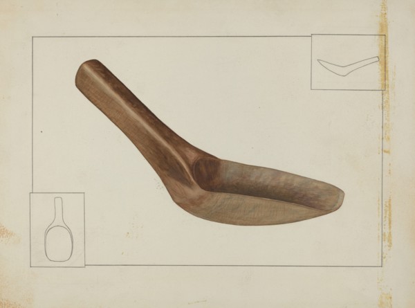 Square Wooden Spoon, c. 1937. Creator: Wilbur M Rice.