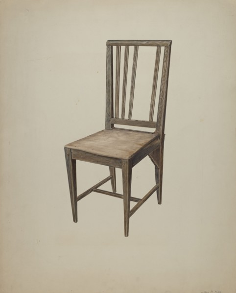 Wooden Straight Chair, c. 1938. Creator: Wilbur M Rice.