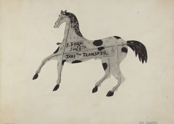 Livery Stable Sign, c. 1938. Creator: Sydney Roberts.
