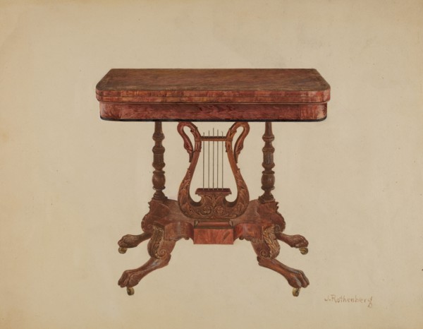 Table (Lyre Pedestal), 1936. Creator: Joseph Rothenberg.