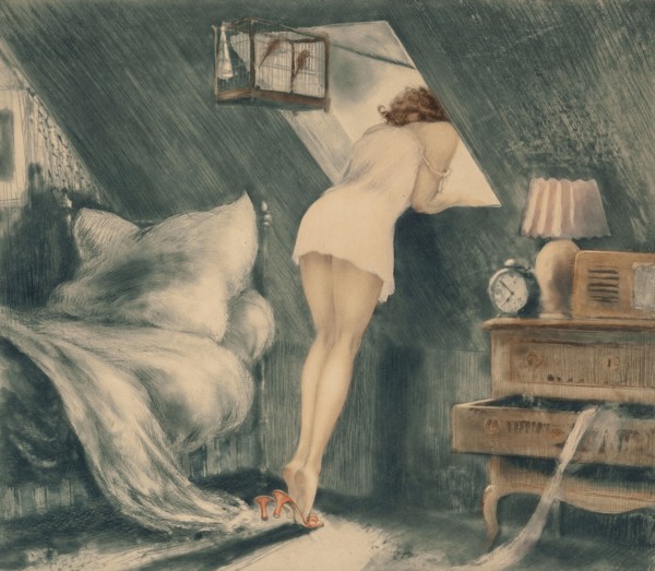 Attic Room, 1940. Creator: Icart, Louis Justin Laurent (1888-1950).