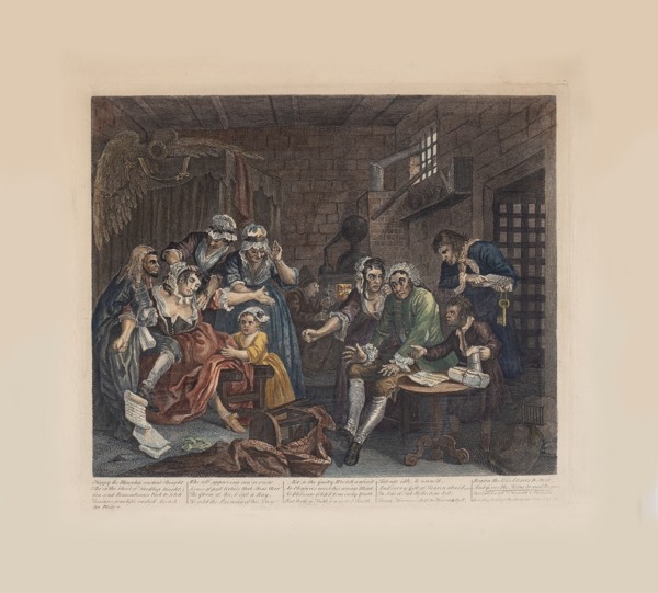A Rake's Progress, Plate 7: The Prison Scene, ca 1735. Creator: Hogarth, William (1697-1764).