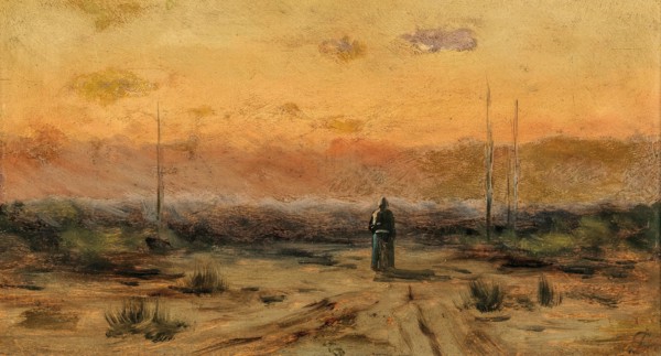 Woman on the seashore at sunrise. Creator: Schikaneder, Jakub (1855-1924).