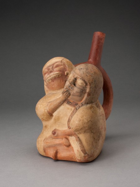 Handle Spout Vessel in Form of a Female and Skeletal Figure in an Erotic Embrace, 100 B.C./A.D. 500. Creator: Unknown.