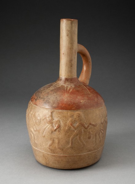 Handle Spout Jug with Relief Depicting Skeletal Musicians Dancing, 100 B.C./A.D. 500. Creator: Unknown.